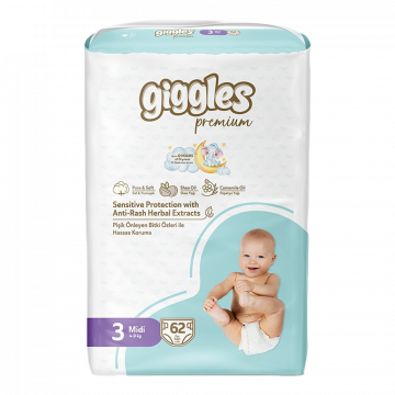 Подгузники для детей GIGGLES Premium 3 Midi 4-9 кг ( 62 шт)