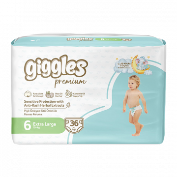 Подгузники для детей GIGGLES Premium 6 ExtraLarge 15+ кг ( 36 шт)